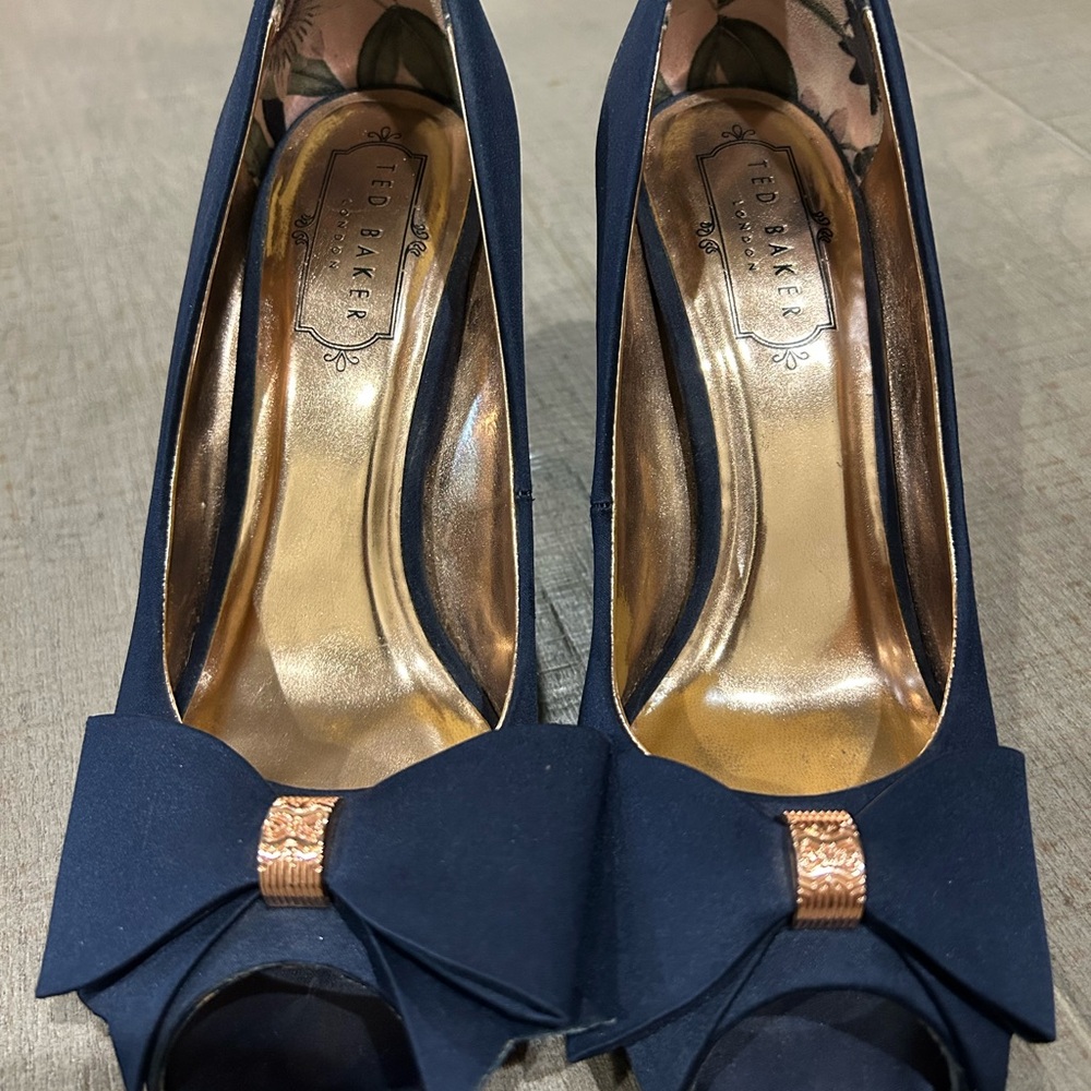 Ted Baker Dark Blue Heels with Bow Accent